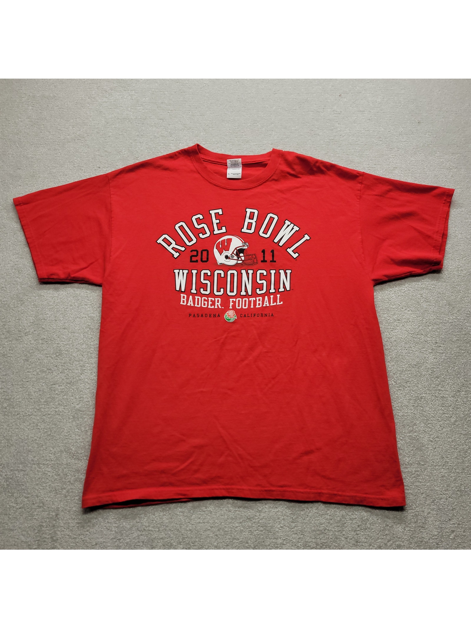 Wisconsin Badgers 2011 Rose Bowl Tshirt Red Gildan Xl Ncaa Football Pasadena